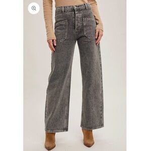 Women's Gray Wide-Leg Jeans